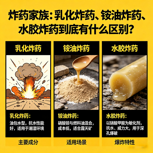 美兰炸药家族：乳化炸药、铵油炸药、水胶炸药到底有什么区别？